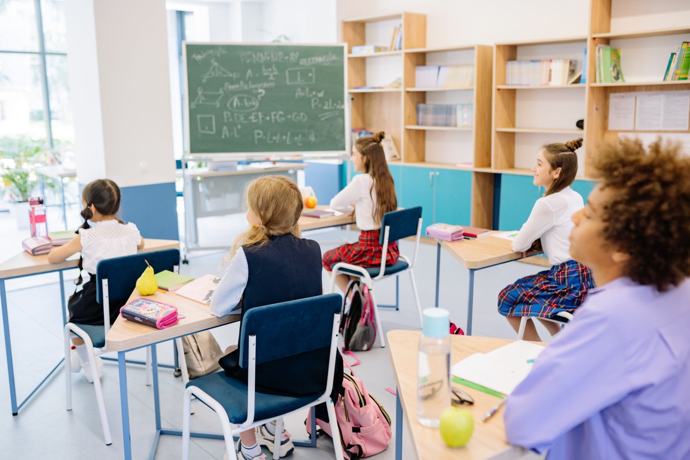 Students learning in an international school environment
