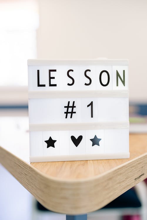 Board with Lesson 1 on Table · Free Stock Photo