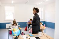 Free stock photo of adult, child, classroom