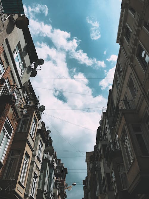 Concrete Buildings with Balconies Under the Sky