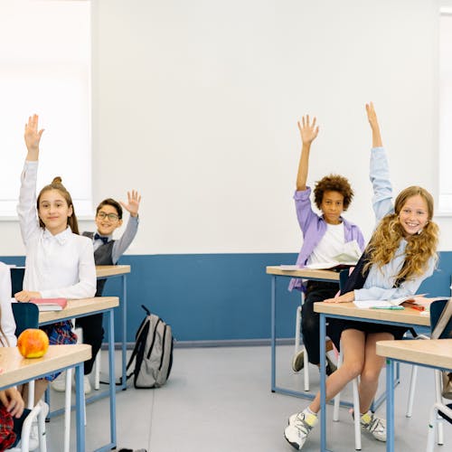 Free Students Participating in Class Stock Photo