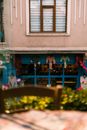 Blue and Brown Wooden Chairs and Tables