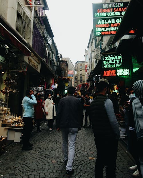 People Walking in the Middle of a Market