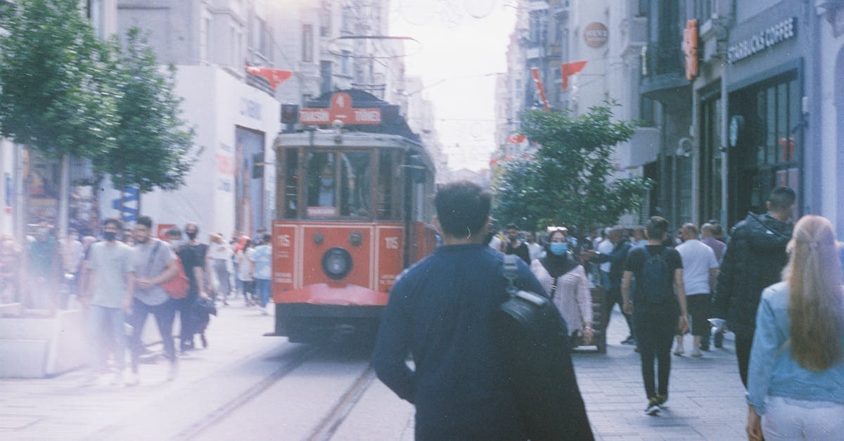 Istiklal Avenue Istanbul With Vintage Red Tram And Historic Buildings