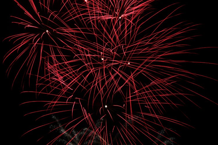 Red Fireworks In The Sky