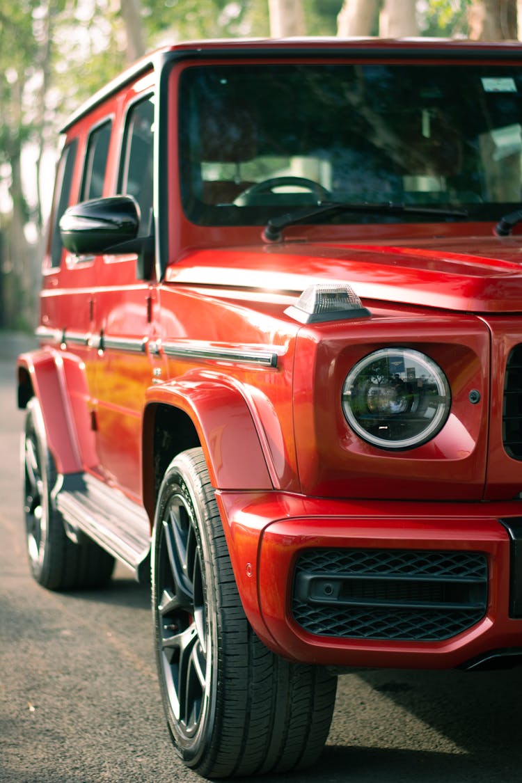 Close-up Of Modern Red Car Side