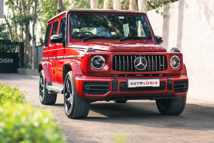 Modern Red Mercedes Car Outdoors