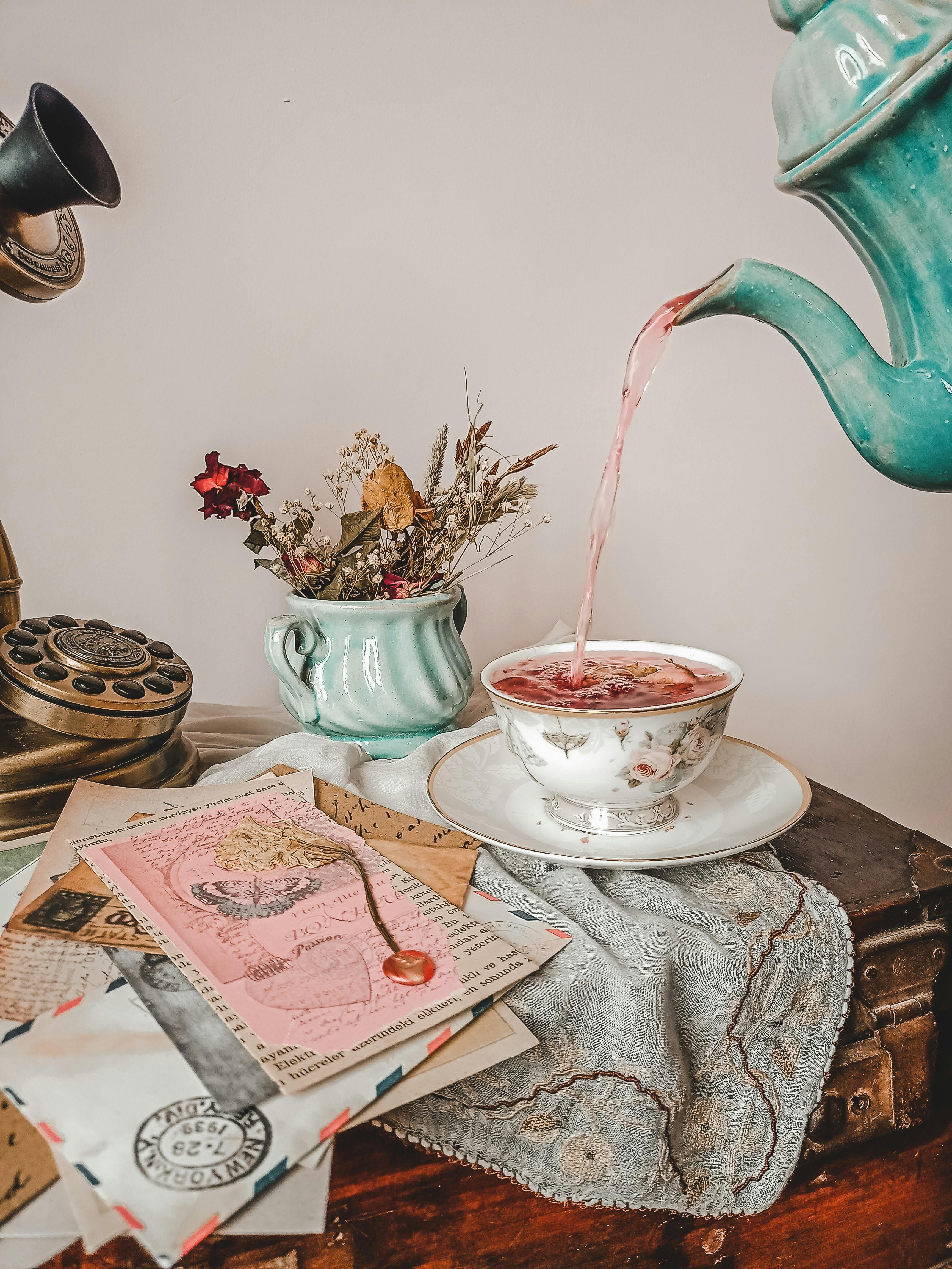 White Ceramic Teacup on Saucer