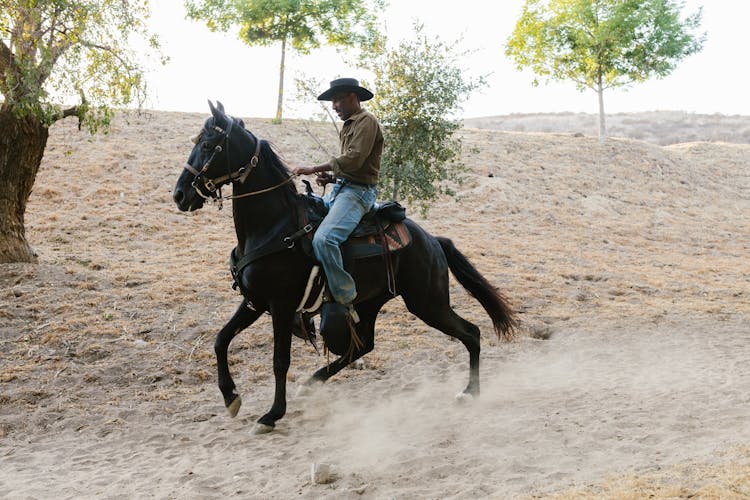 A Cowboy Riding A Horse