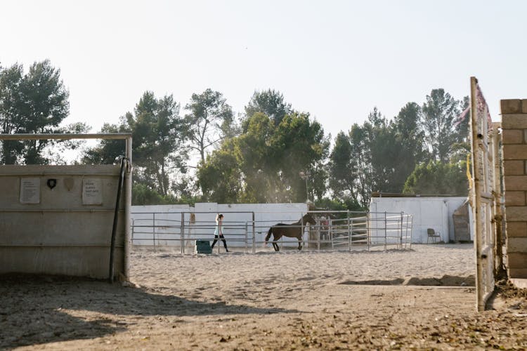 Open Gate To Farm With Corral