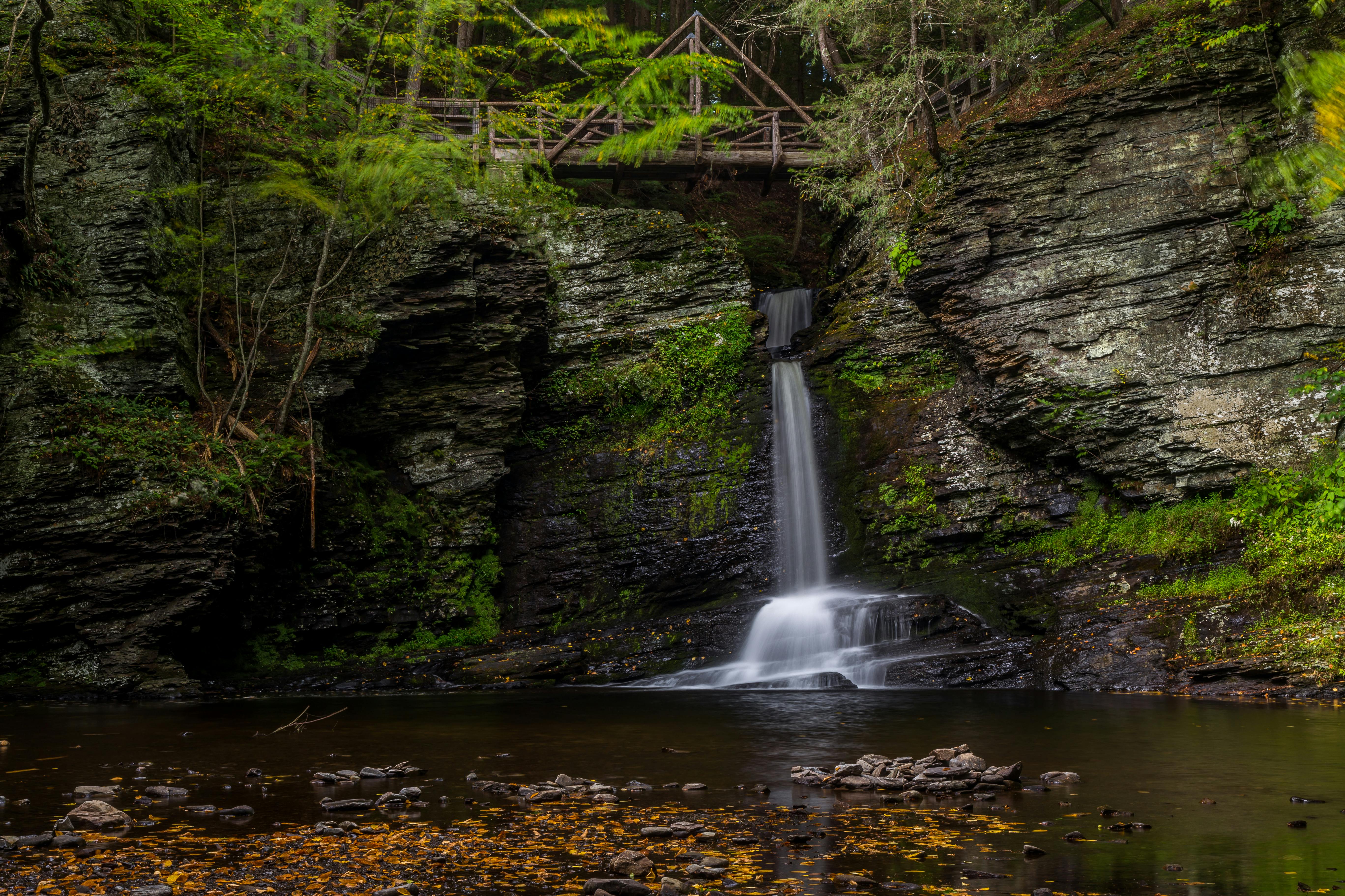 Waterfall Near Green Trees during Daytime · Free Stock Photo Waterfall Near Green