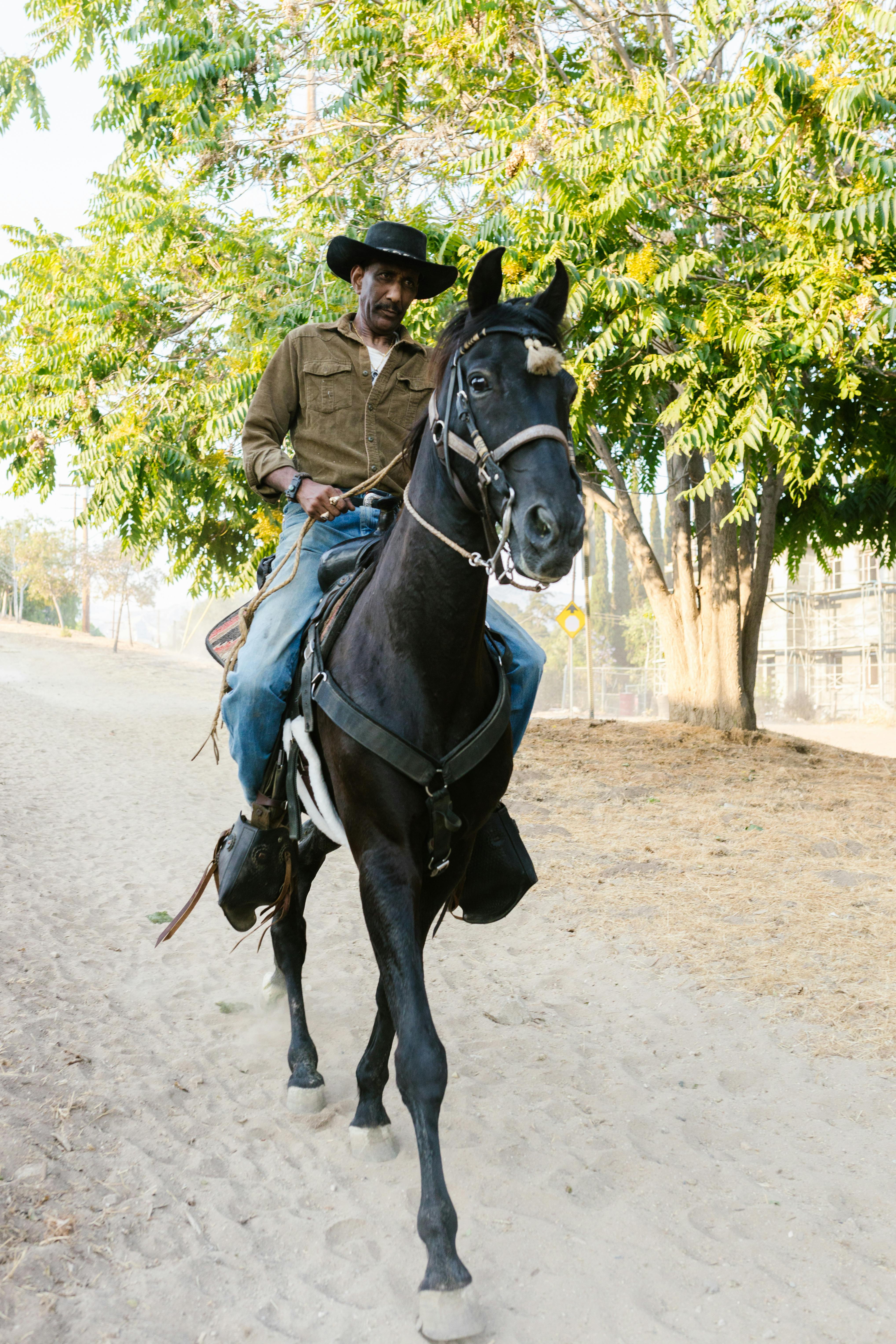 a man riding a horse