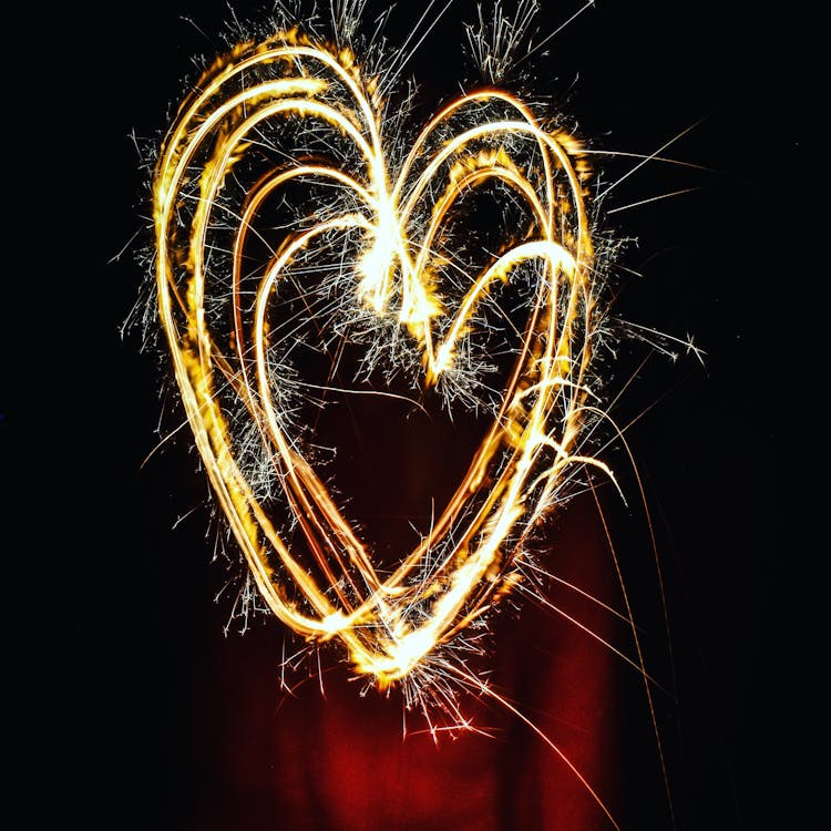 Free Heart-shaped Fireworks Stock Photo