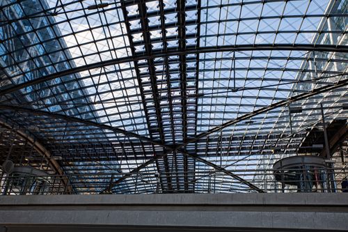Free Intricate glass and steel architecture of Berlin Central Station, showcasing modern urban design. Stock Photo