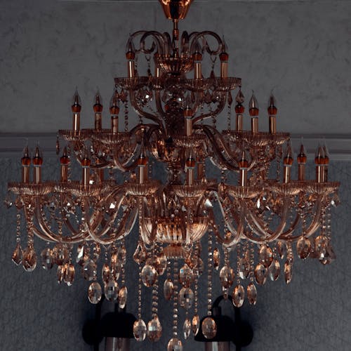 Free Brass and Brown Uplight Chandelier Stock Photo