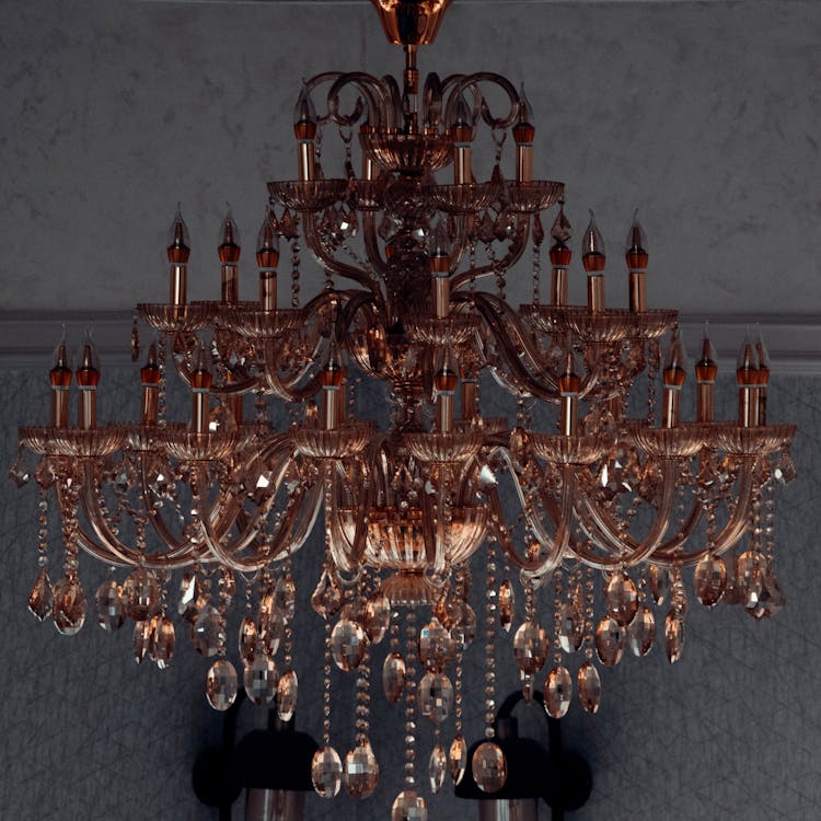 Brass And Brown Uplight Chandelier