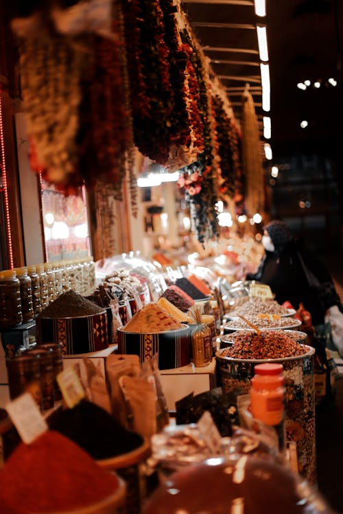 Variety of Spices on a Bazaar