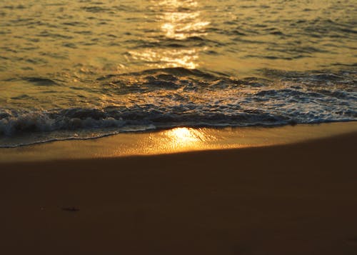 日出, 日落, 波浪撞擊 的 免費圖庫相片