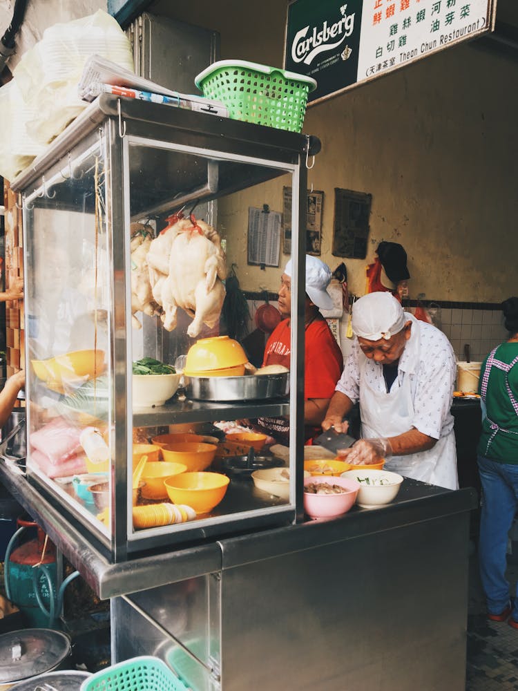 Food Vendors In A Stall