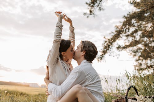 A Romantic Couple Kissing