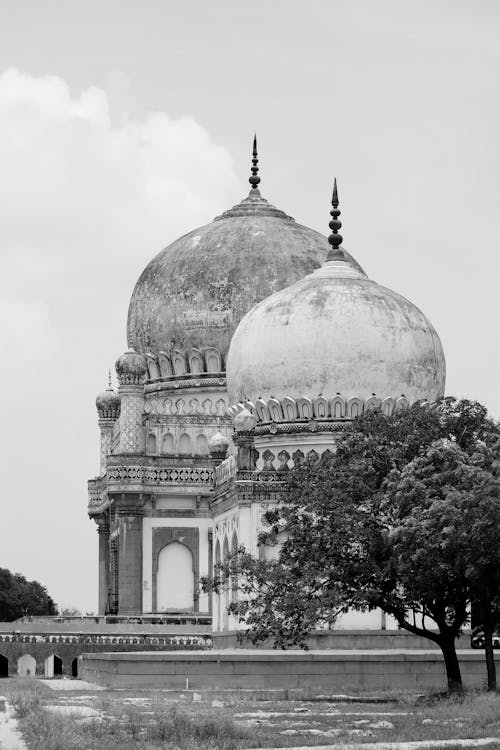 Grayscale Photo of a Dome Building