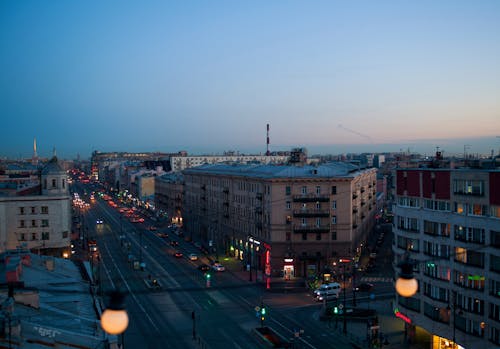 Cars on the Road in the City at Night