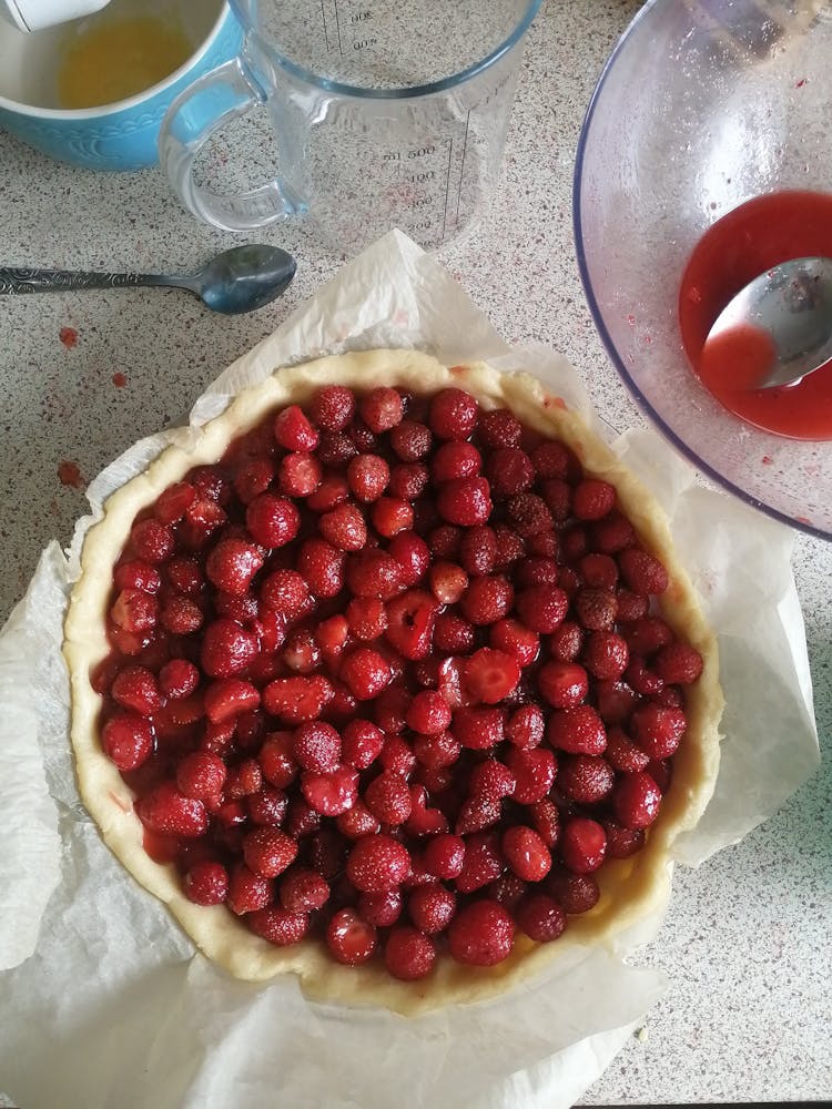 Fresh Raspberries On Raw Pie Crust
