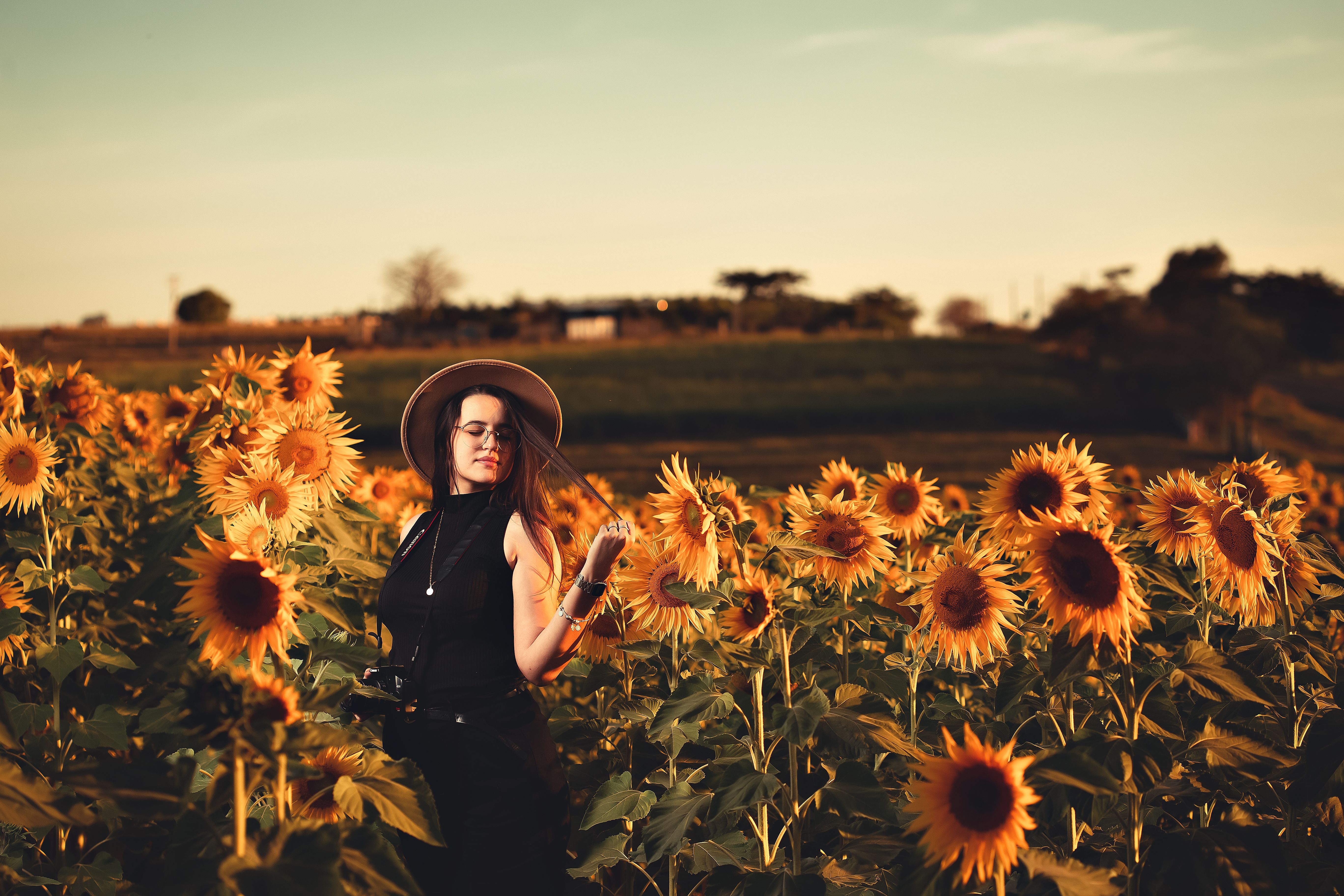 Woman Standing on Sunflower Field · Free Stock Photo
