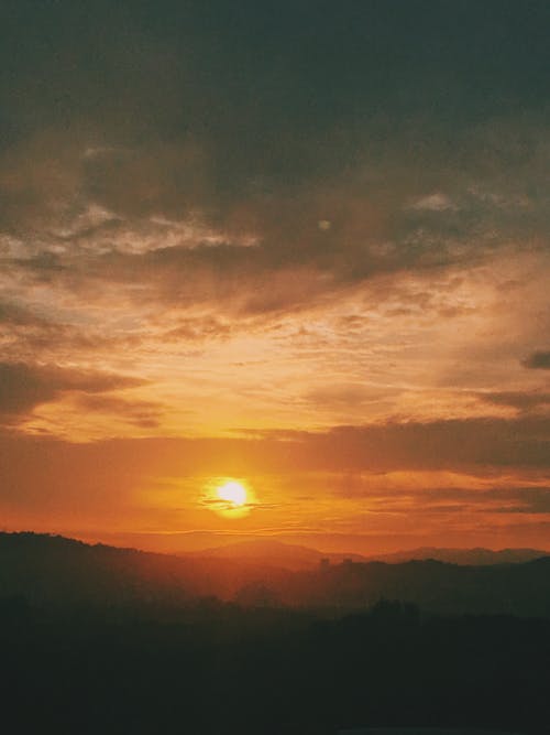 Silhouette of Mountain during Sunset