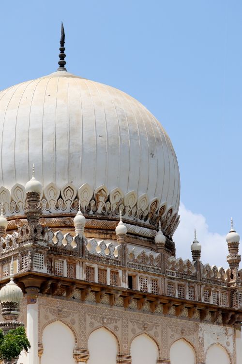 Free Stunning view of a Qutub Shahi tomb against a blue sky in Hyderabad, India. Stock Photo