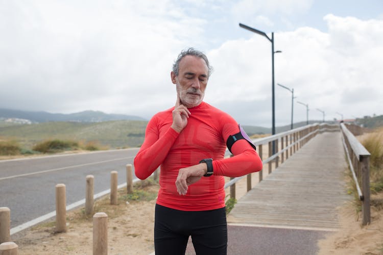 An Elderly Man Jogging