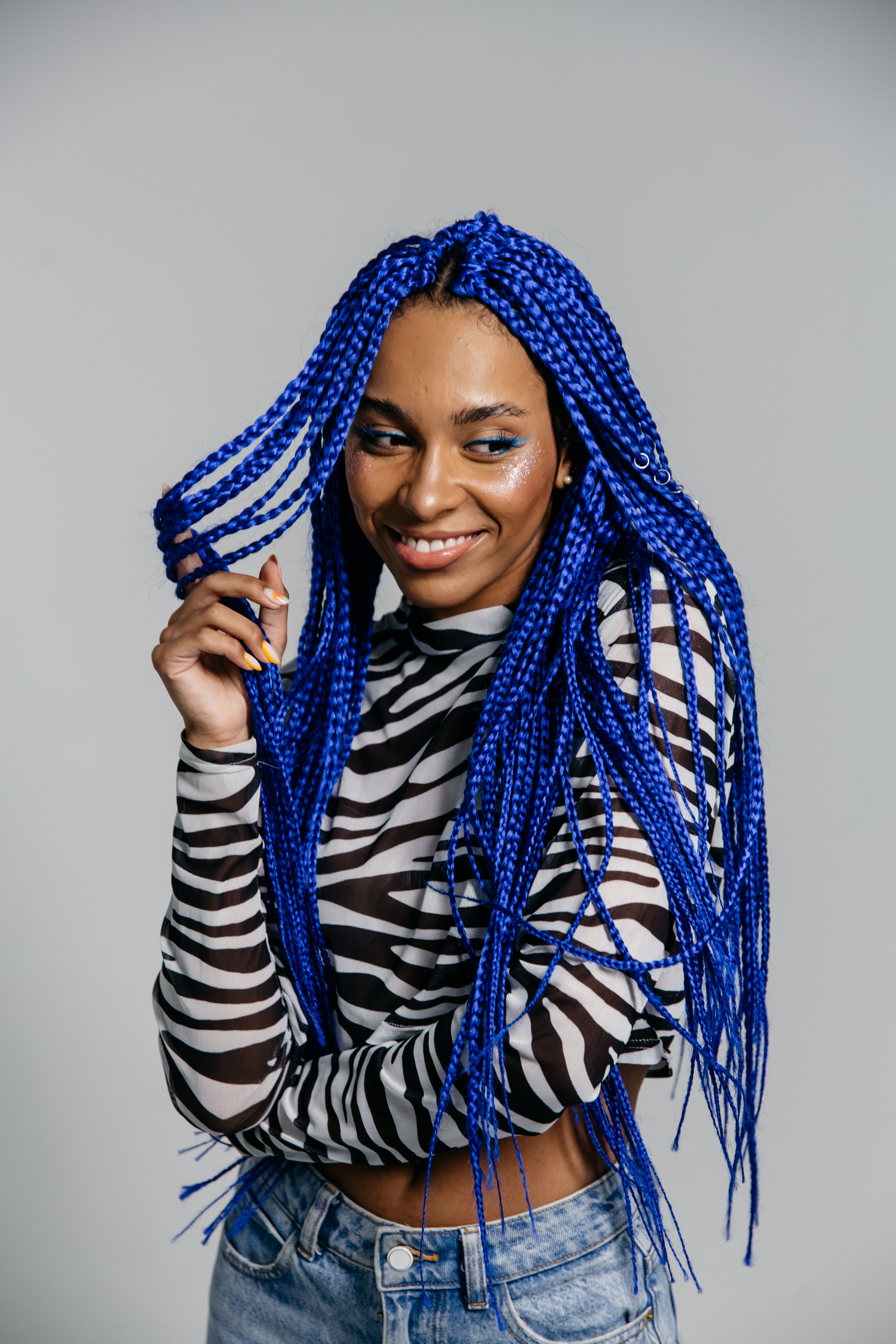 Blue braided hair