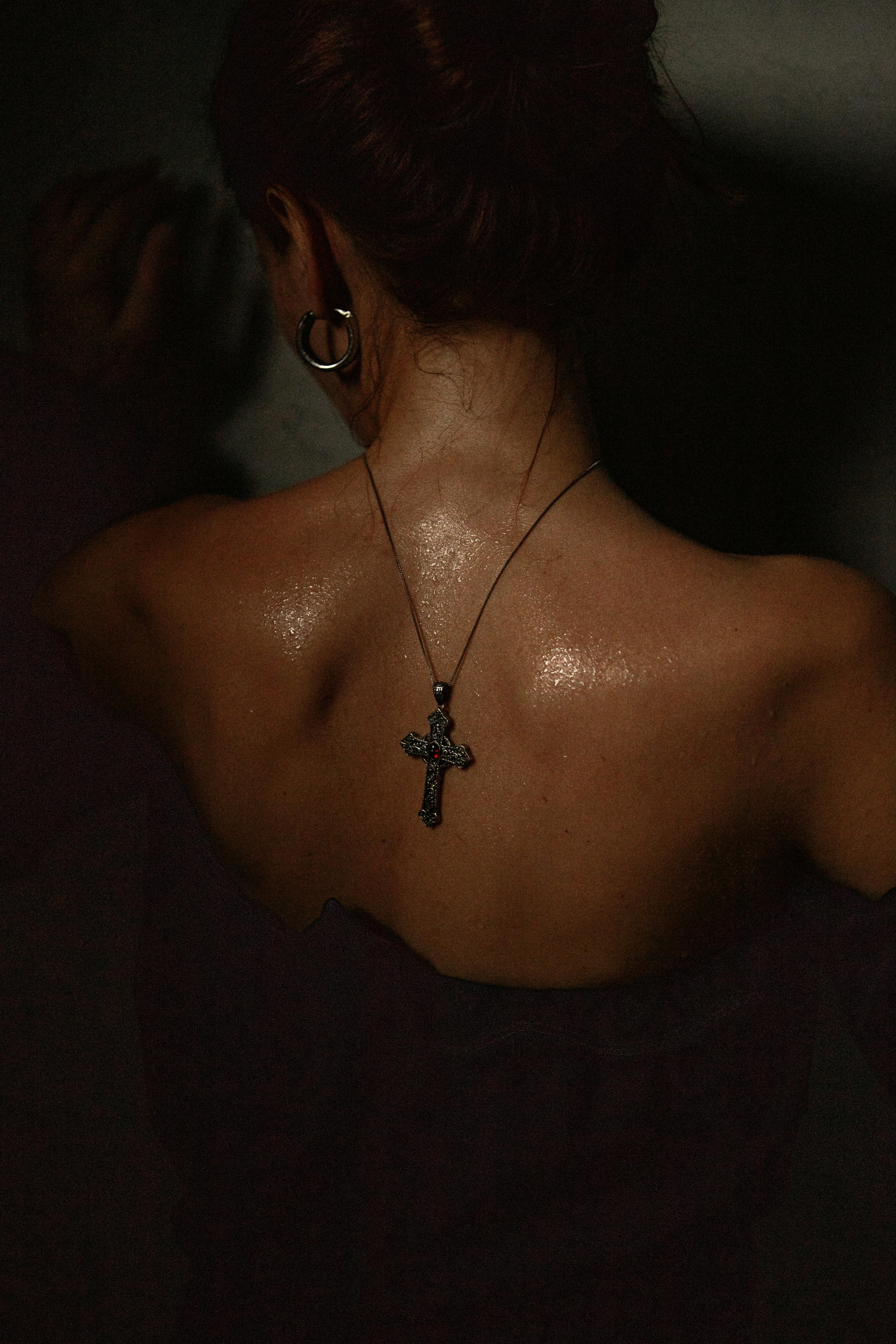 Woman Wearing Cross Pendant Necklace · Free Stock Photo