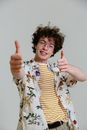 Man in White and Yellow Striped Button Up Shirt