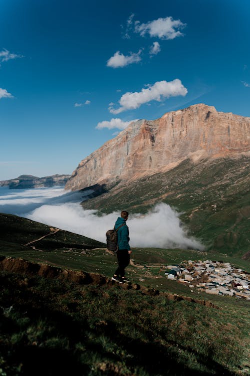 A Man Standing on Rock Mountain