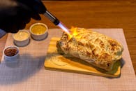 Cheesy Sandwich Burned by Torch