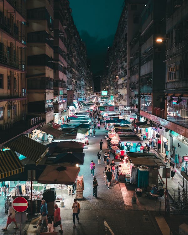 Cars Parked on Street during Night Time
