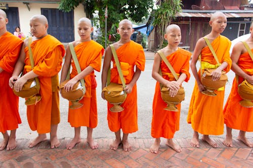 Free Photograph of Boys Wearing Orange Robes Stock Photo