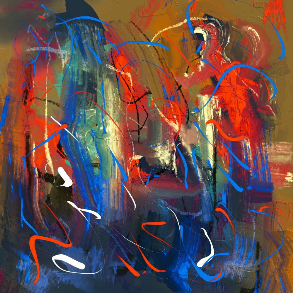 Detail van mixed media werk
