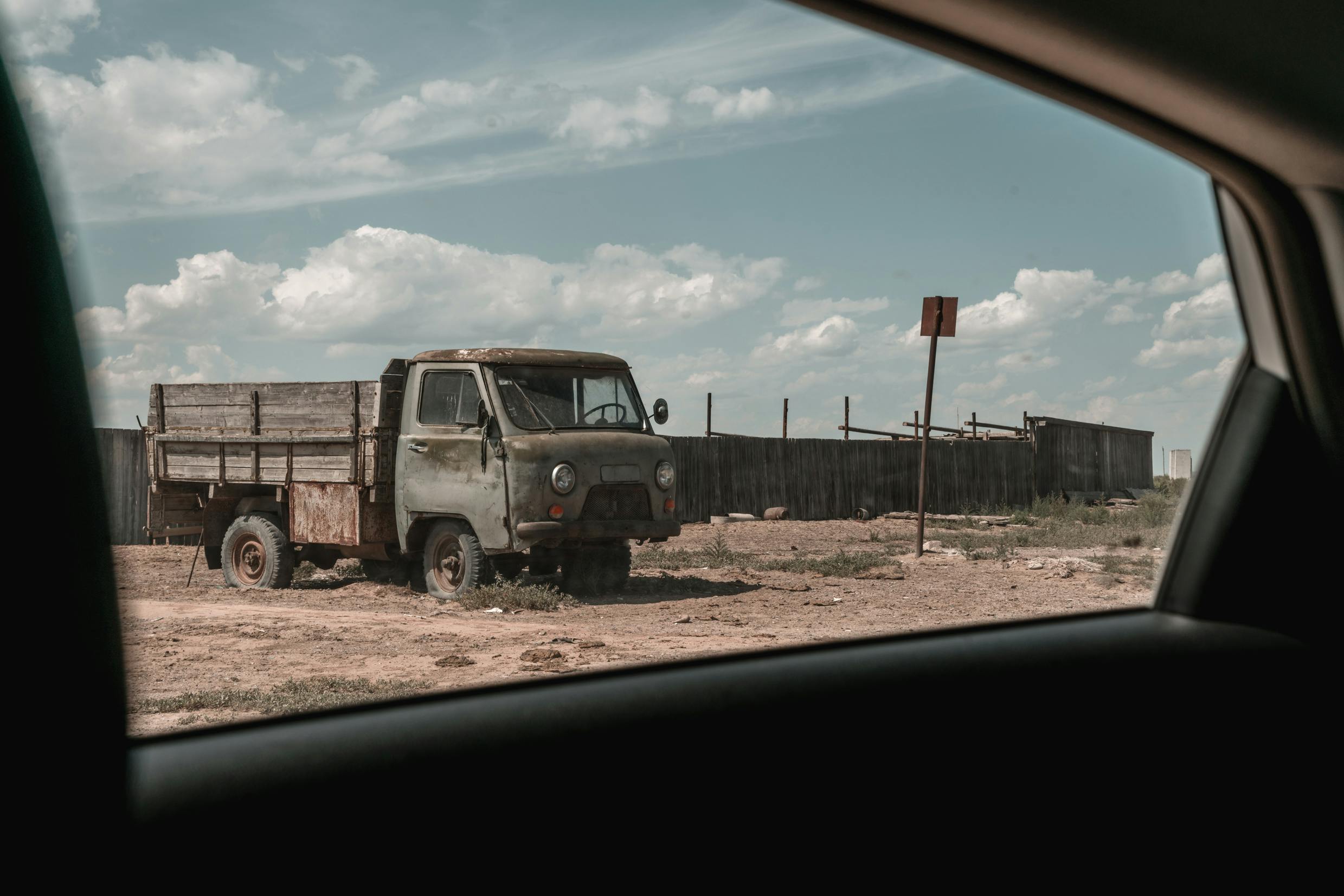 a truck on dirt road