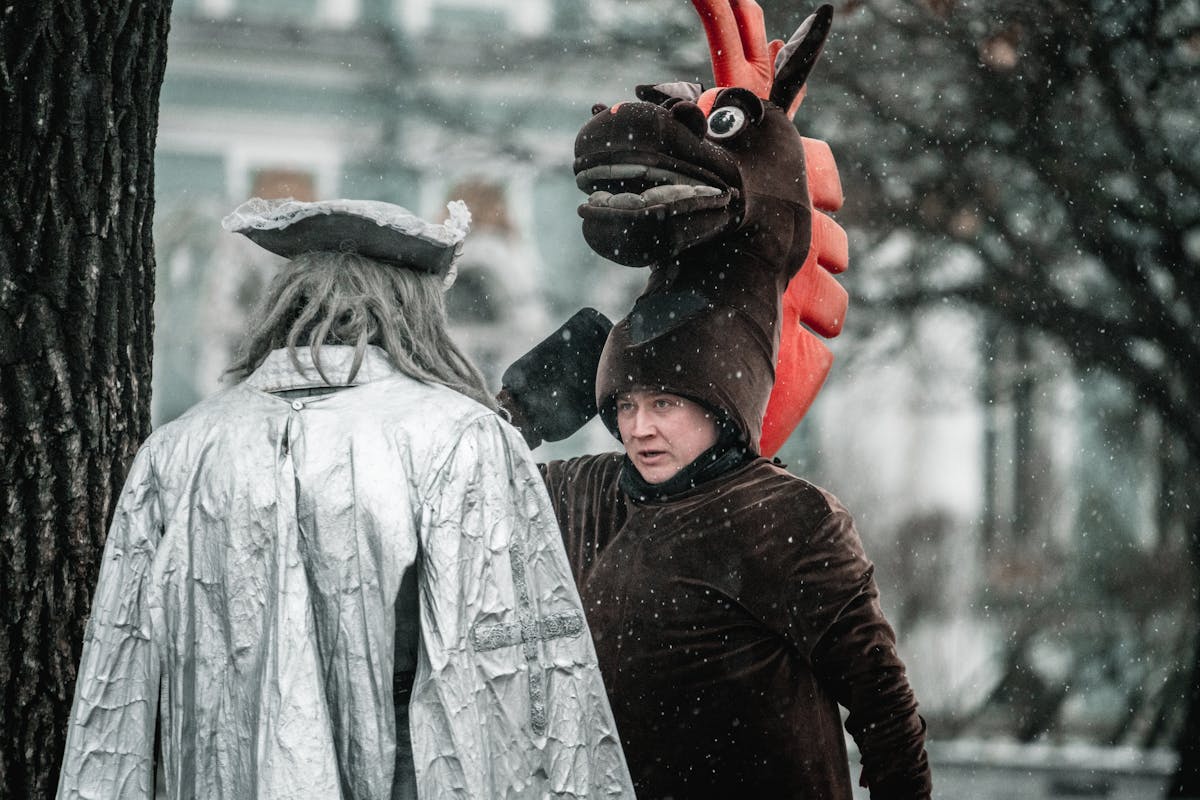 Photo of a Man Wearing a Horse Costume