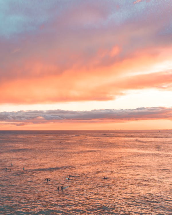 People on the Beach during Sunset