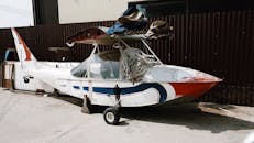 White Blue and Red Airplane