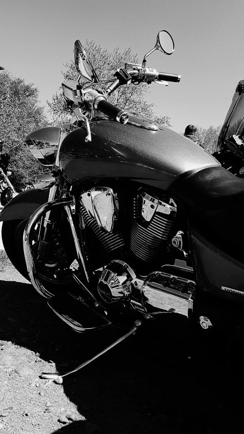 Free Monochrome Photograph of a Motorcycle Stock Photo