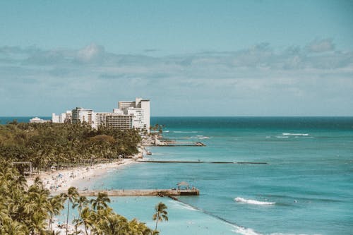 

An Aerial Shot of a Beach and a Beautiful Horizon