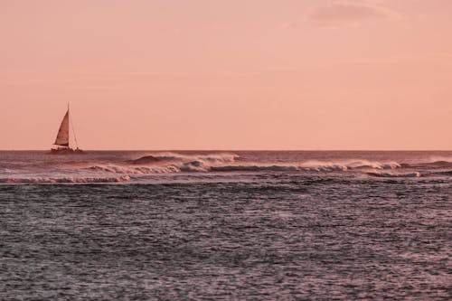 Foto profissional grátis de alvorecer, barco, barco a vela