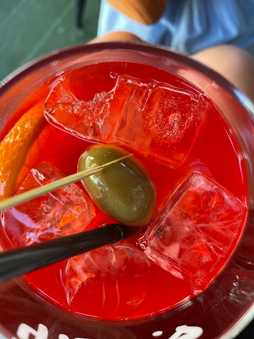 Close-up of an Olive in a Cocktail 