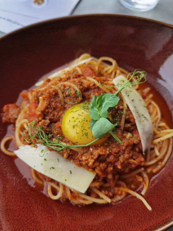 Free Photograph of Pasta Bolognese on a Plate Stock Photo
