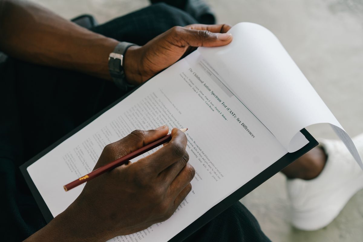Marking up a printed document with a pencil