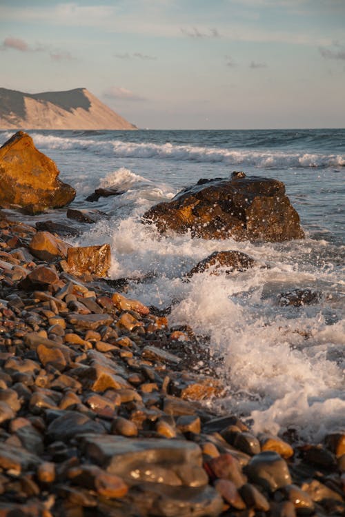 Waves Crashing on a Rocky Shore